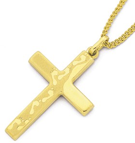 9ct-24mm-Footprints-Cross-Pendant-with-Verse-on-Back on sale