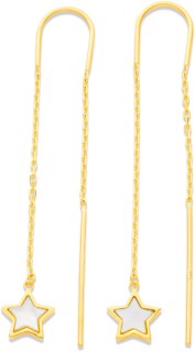 9ct+MOP+Star+Thread+Earrings