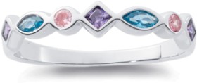 Sterling+Silver+Multicolour+Cubic+Zirconia+Ring