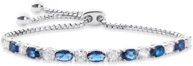 Sterling+Silver+Blue+%26amp%3B+White+Cubic+Zirconia+Adjustable+Bracelet