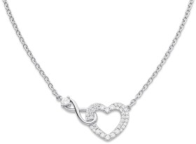 Sterling+Silver+Cubic+Zirconia+Heart+%26amp%3B+Infinity+Necklet+40cm%2B5cm
