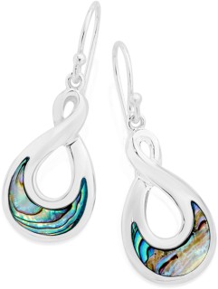 Sterling-Silver-Paua-Shell-Infinity-Drop-Earrings on sale