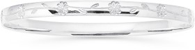 Sterling+Silver+5x65mm+Flower+Engraved+Bangle