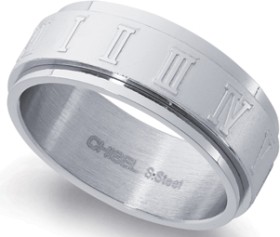 Chisel+Stainless+Steel+Roman+Numeral+Ring+Size+R