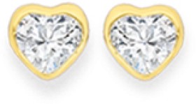 9ct+Cubic+Zirconia+Heart+Stud+Earrings