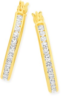 9ct-Cubic-Zirconia-Hoop-Earrings on sale