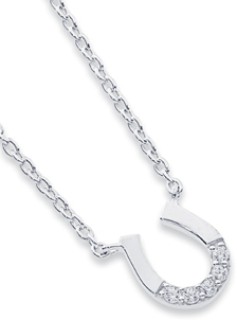 Sterling+Silver+Cubic+Zirconia+Horseshoe+Necklet