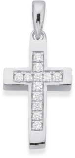Sterling+Silver+Cubic+Zirconia+Mini+Cross+Pendant