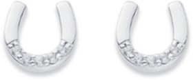 Sterling+Silver+Cubic+Zirconia+Horseshoe+Studs