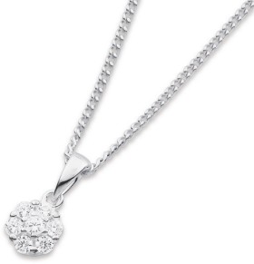 Sterling+Silver+Cubic+Zirconia+Round+Cluster+Pendant