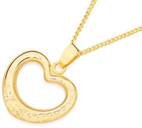 9ct-15mm-Diamond-Cut-Open-Heart-Pendant on sale