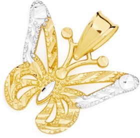 9ct+Two+Tone+Butterfly+Pendant