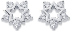 Sterling+Silver+Cubic+Zirconia+Star+Studs