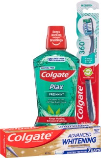 Colgate-Whitening-115g-Plax-Fresh-Mint-500ml-or-360-1-Pack on sale