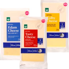 Woolworths-Mild-Colby-or-Edam-1kg-or-Tasty-800g-Cheese-Block on sale