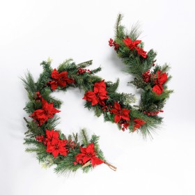 Christmas-Wishes-Xmas-Poinsettia-Garland-240cm on sale