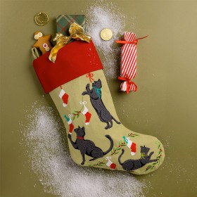 Christmas-Wishes-Embroidered-Xmas-Cat-Stocking on sale