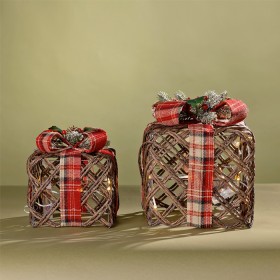 Christmas-Wishes-Tartan-Bow-Glitter-Present on sale