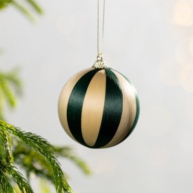Christmas-Wishes-Striped-Bauble-Green on sale