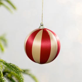 Christmas-Wishes-Striped-Bauble-Red on sale