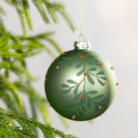Christmas-Wishes-Green-Leaf-Bauble on sale