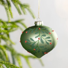 Christmas-Wishes-Green-Leaf-Tear-Drop-Bauble on sale
