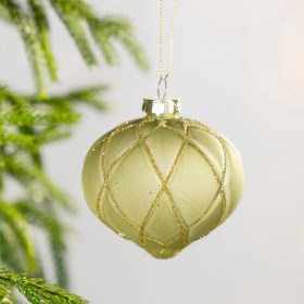 Christmas-Wishes-Green-Gold-Glitter-Glass-Bauble on sale