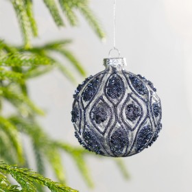 Christmas-Wishes-Blue-Gold-Glitter-Glass-Bauble on sale