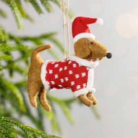 Christmas-Wishes-Felt-Dog-Hanging-Christmas-Tree-Decoration on sale