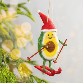 Christmas-Wishes-Avocado-On-Skiis-Hanging-Decoration on sale