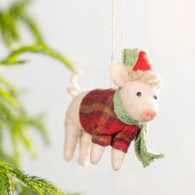 Christmas-Wishes-Pig-In-Red-Jumper-Hanging-Decoration on sale