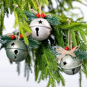 Christmas-Wishes-Metal-Set-of-3-Bell-Ball-Hanging-Christmas-Tree-Decorations on sale