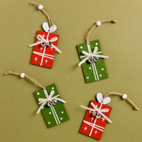 Christmas-Wishes-Wooden-4-Present-Boxes-Hanging-Christmas-Tree-Decorations on sale