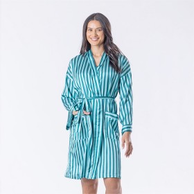 Design-Republique-Ettie-Green-Stripe-Satin-Robe on sale