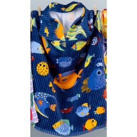 Printed-Velour-Kids-Poncho-Fish on sale