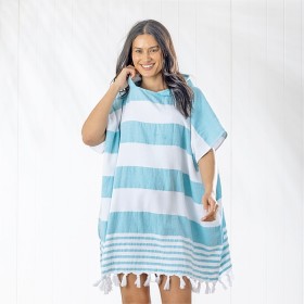 Cove-St-Tropez-Adult-Beach-Poncho-Teal on sale