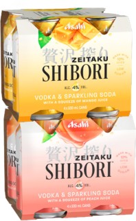 NEW+Asahi+Shibori+Vodka+Mango+or+Peach+4%25+4+x+330mL+Cans