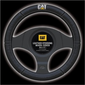 CAT+Genuine+Leather+Steering+Wheel+Cover