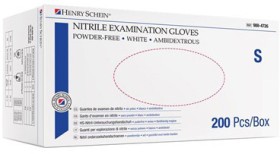 Henry-Schein-White-Nitrile-Glove-PF-Box-200 on sale