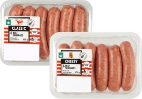 Woolworths+Cheesy+Beef+6+Pack%2C+Classic+Beef+6+Pack%2C+Italian+Pork+6+Pack+or+Breakfast+Sausages+10+Pack