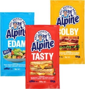 Alpine-Colby-Edam-1kg-or-Tasty-800g-Cheese-Block on sale