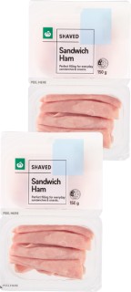 Woolworths-Shaved-Sandwich-Ham-150g on sale