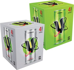 V-Energy-Drink-250ml-Cans-4-Pack on sale