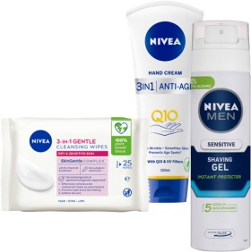 Nivea-Wipes-25s-Shave-Gel-200ml-or-Hand-Cream-100ml on sale