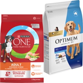 Purina-One-Dog-Food-25kg-or-Optimum-Dog-Food-3kg on sale