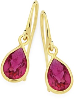 9ct+Created+Ruby+Earrings