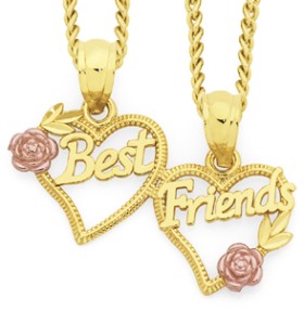 9ct+Two+Tone+Best+Friends+Break+Pendant