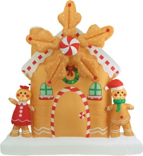 NEW+Arlec+1.8m+LED+Rotating+Gingerbread+House+Inflatable