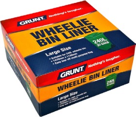 Grunt-240L-Wheelie-Bin-Liners-Pack-of-20 on sale