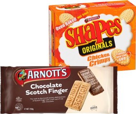 Arnotts-Shapes-Cracker-Chips-Choc-Half-Coats-or-Cream-Biscuits-160-250g on sale